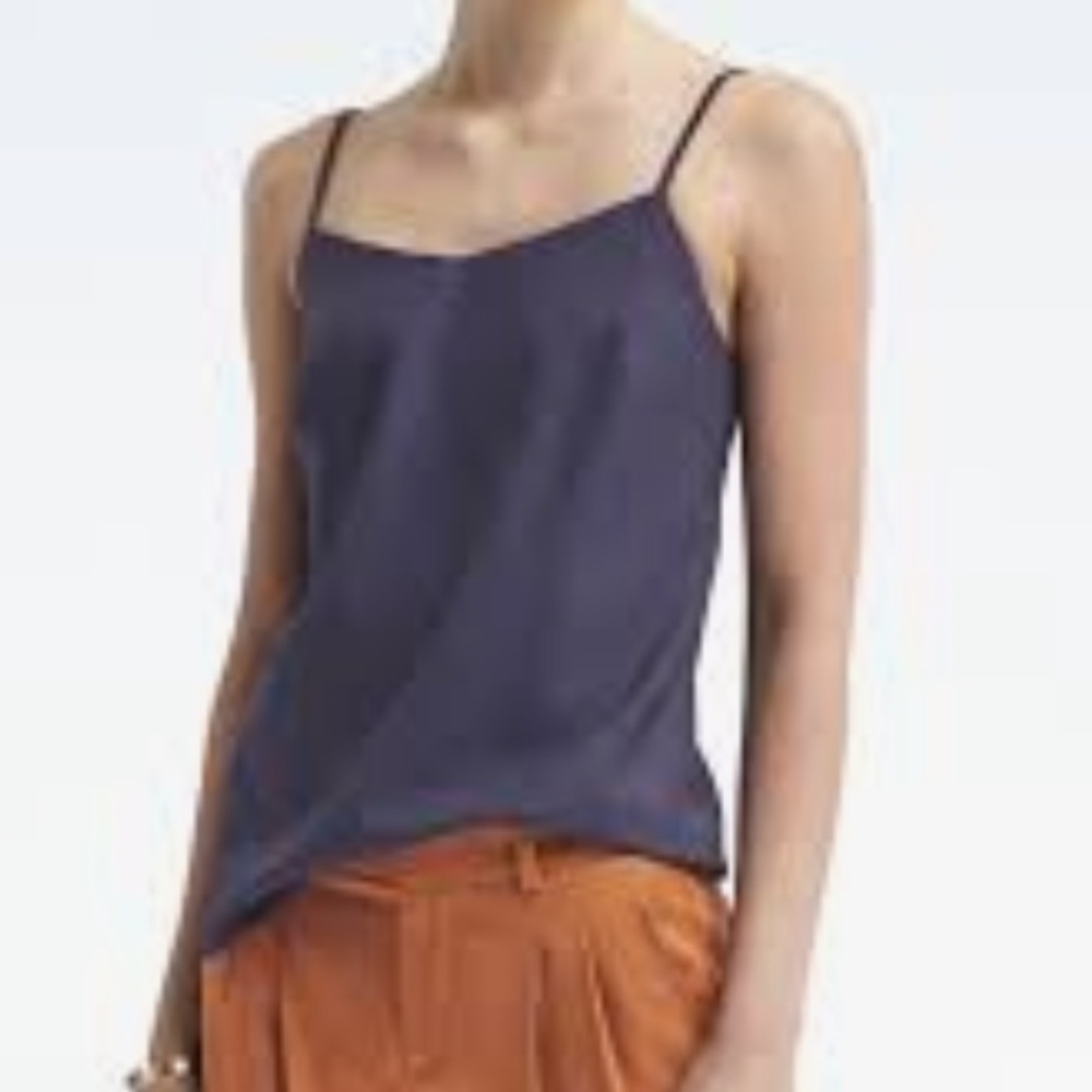 New NWT Banana Republic navy blue lightweight wool cami top large petite